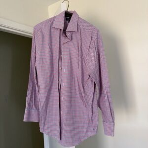 Peter Millar Red and White Checkered Dress Shirt